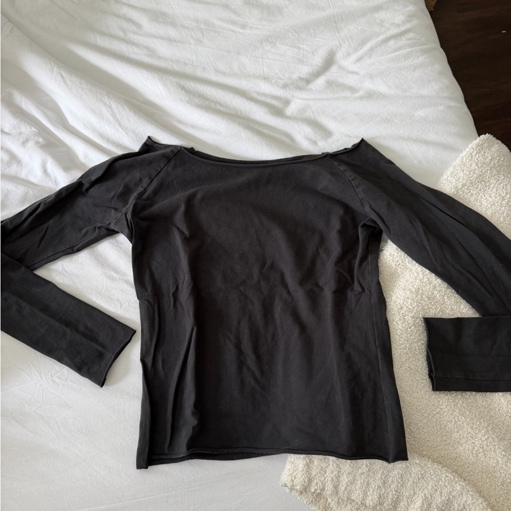 Brandy Melville Black Bonnie Off The Shoulder Long Sleeve Top